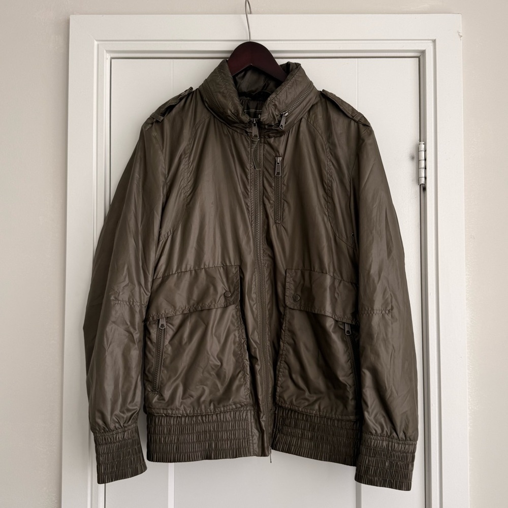 MACKAGE WINDBREAKER BOMBER JACKET IN KHAKI GREEN